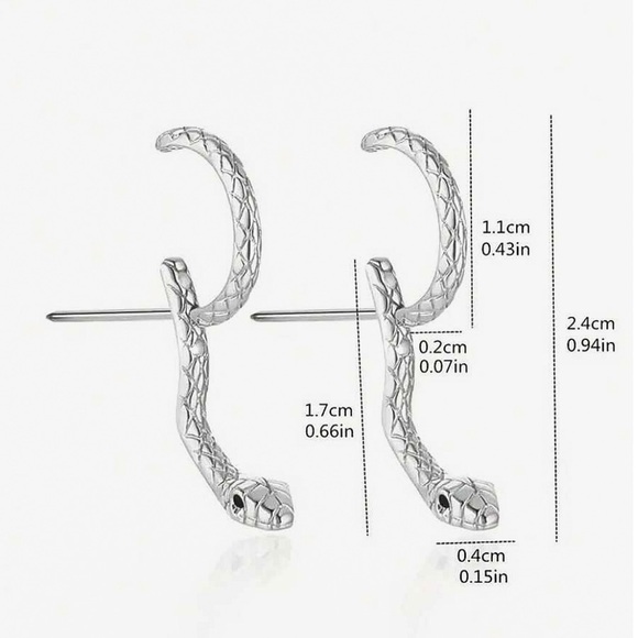 Any 4/$25! Silver Snake/Serpent Stud Earrings - Picture 4 of 6